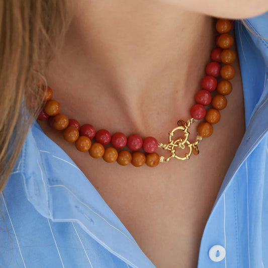 Ketting bubble stone light burdgundy