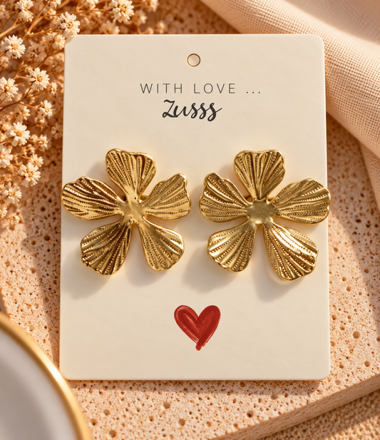 Zusss oorringen grote bloem goud