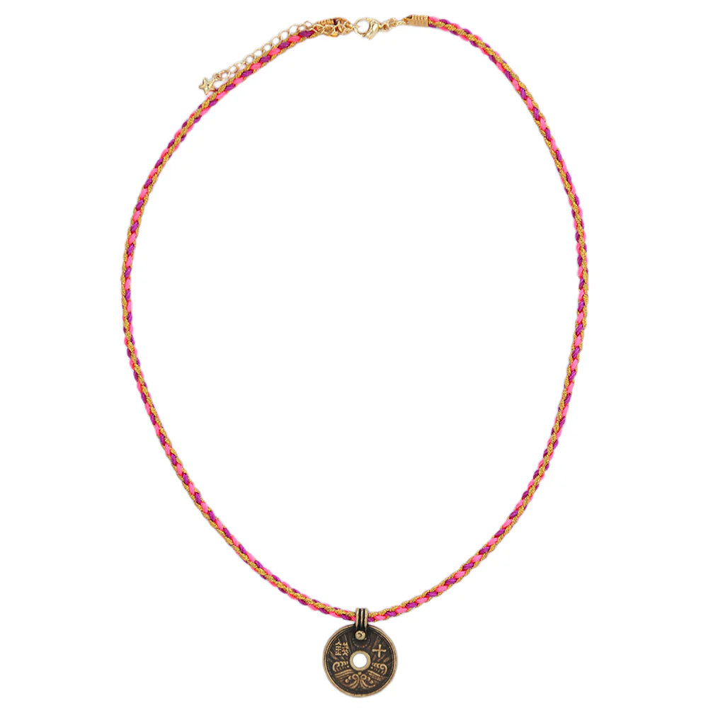 Ketting tibetan amulet roze