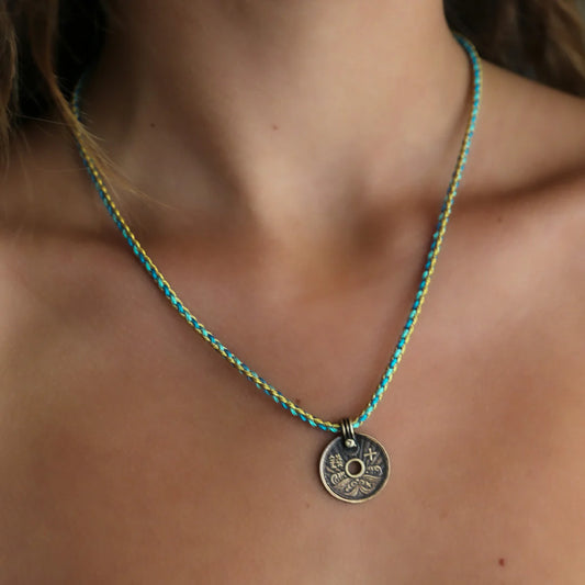 Ketting tibetan amulet blauw