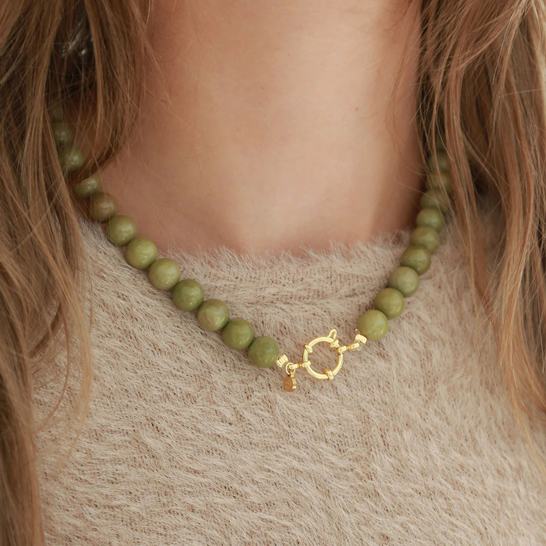 Ketting bubble stone olive
