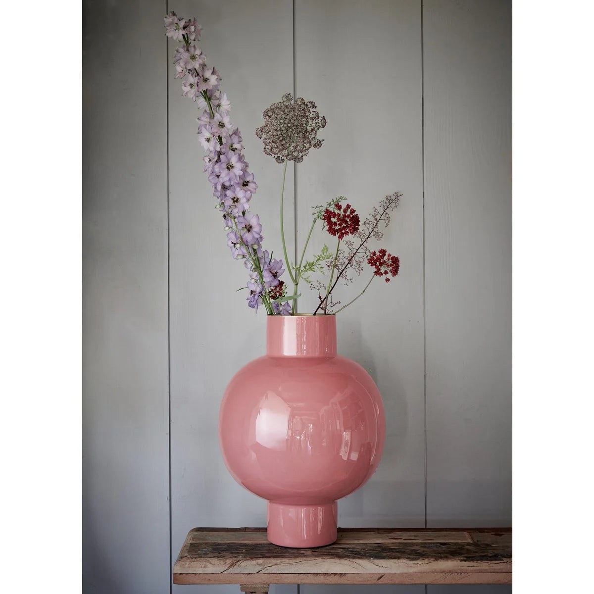 Vase metal Large old pink