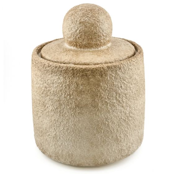 Aardewerk potje met deksel beige gr