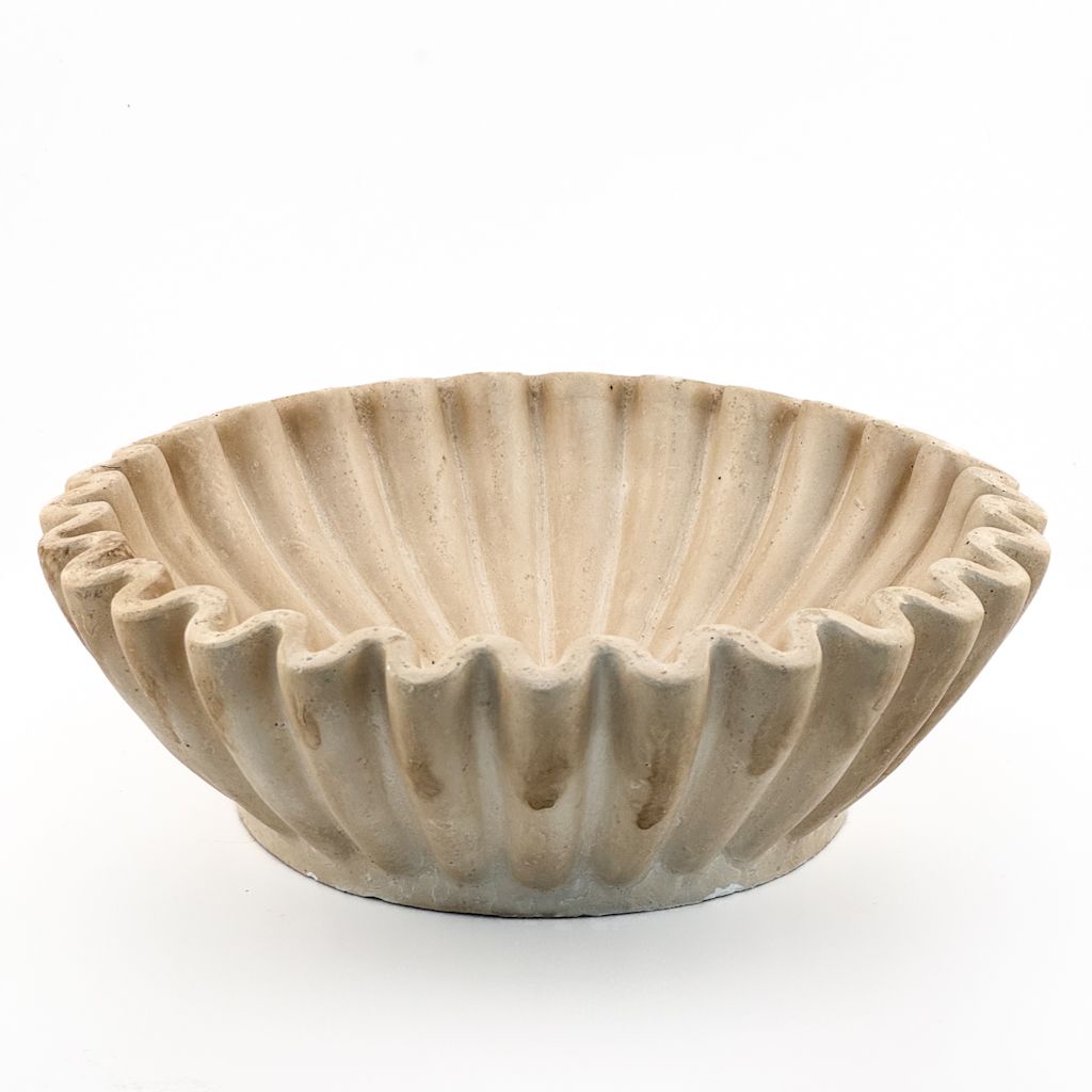 Aardewerk tray ribbel beige