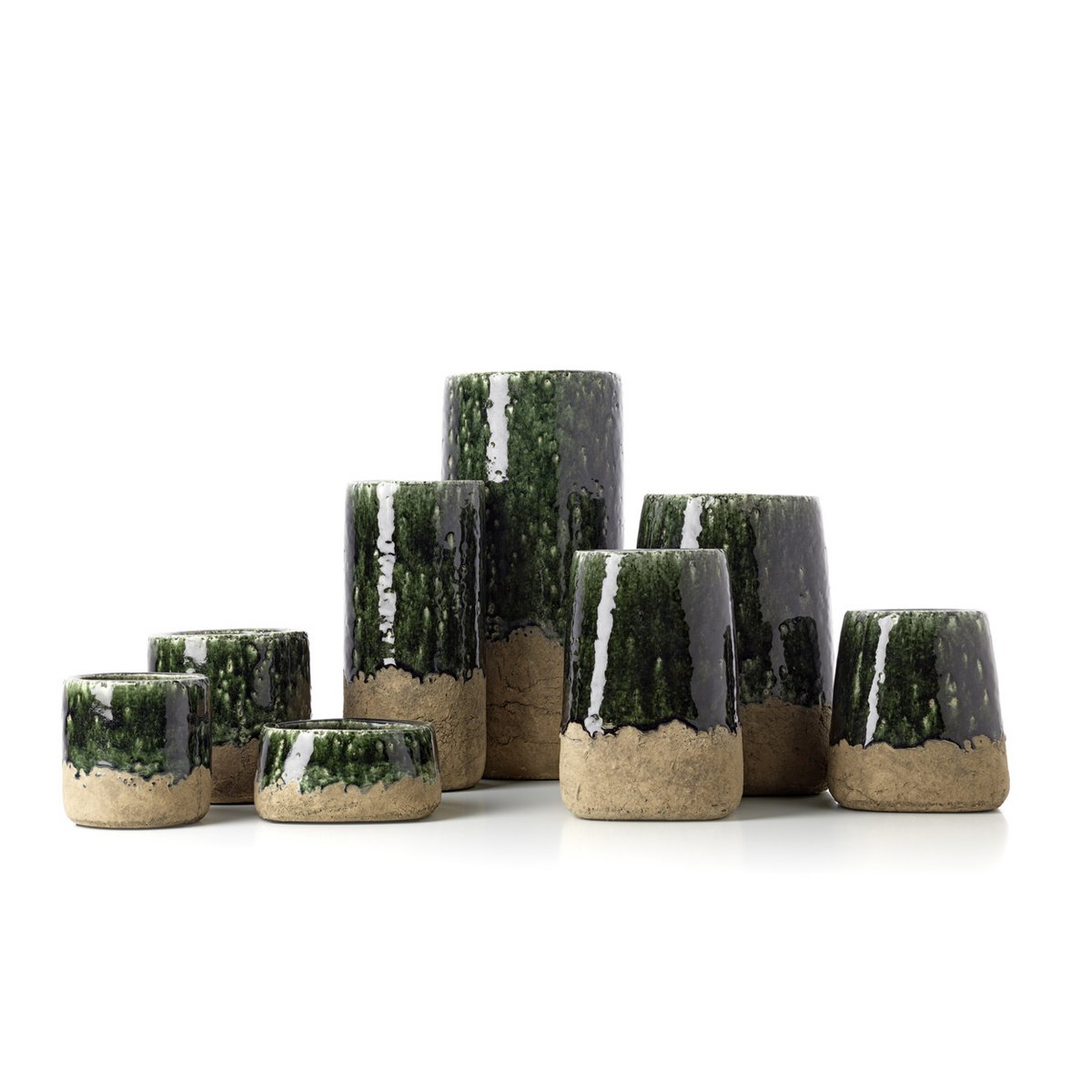 De Moss Cilindervaas - Betongroen - M