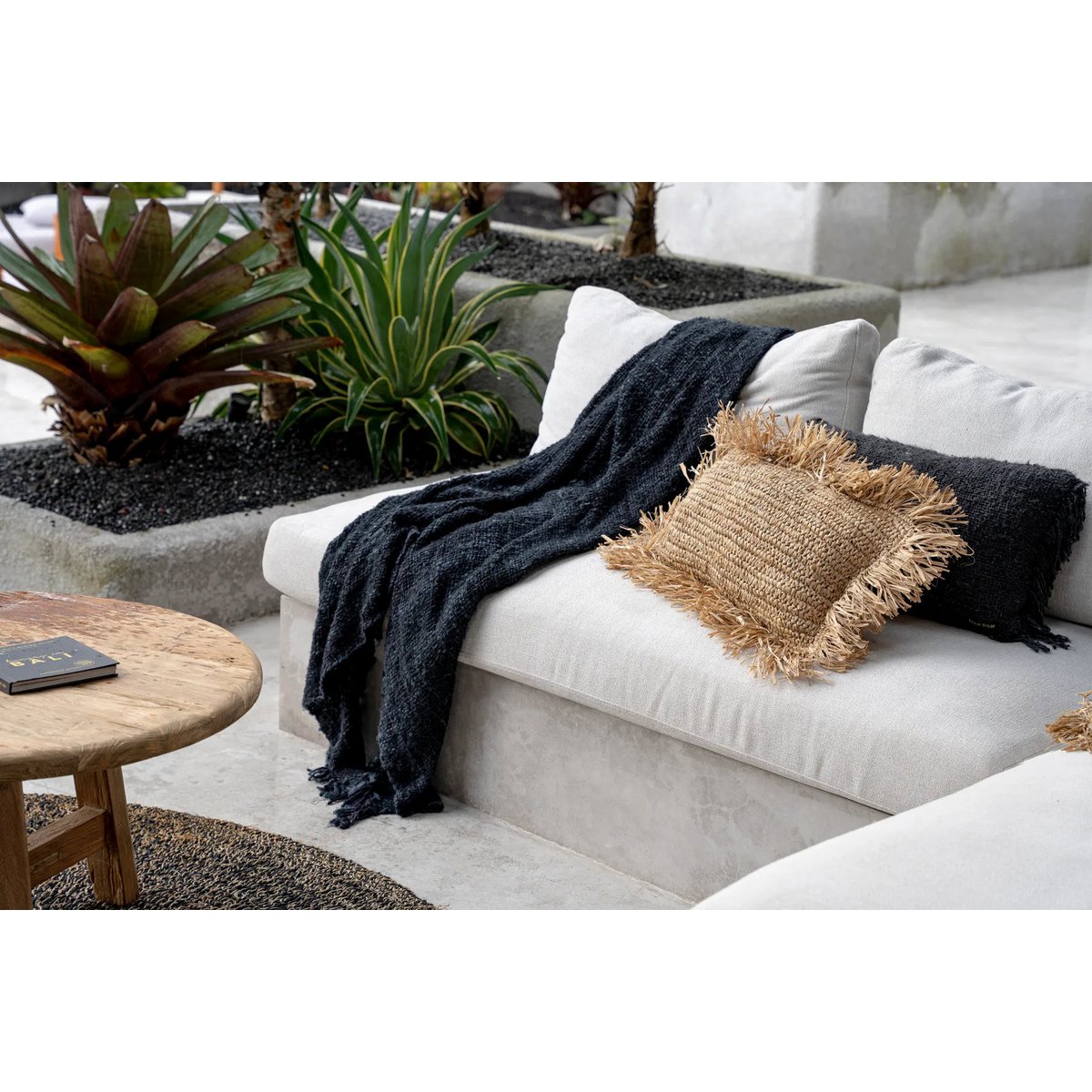 Het raffia -kussendeksel rechthoekig - natuurlijk - 30x50