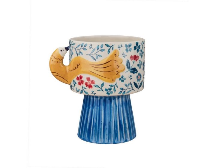 Aardewerk vaas floral bird